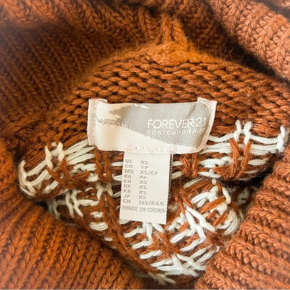 Forever 21 Boho Turtleneck Papaya Orange Poncho Sweater - Picture 6 of 7